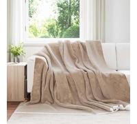 vidaXL Jeté Camel 240 x 270 cm Toison