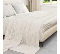 vidaXL Jeté Crème 240 x 220 cm Toison