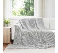 vidaXL Jeté Gris 240 x 220 cm Toison