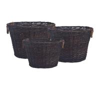 vidaXL Jeu 3 paniers empilables à bois de chauffage Marron foncé Saule