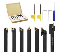 vidaXL Jeu d’Outils de Tournage Indexables 12 pcs Outil de Tour Longitudinal Filetage Coupe Accessoire pour Machine-outil 8x8 mm 70 mm