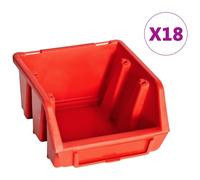 vidaXL Jeu de 32 bacs à bec avec support mural rouge et noir