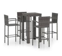 Vidaxl Jeu De Bar De Jardin 5 Pcs Avec Accoudoirs Résine Tressée Gris Gris