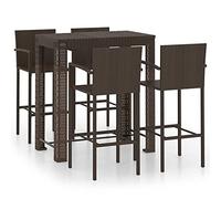 vidaXL Jeu de Bar de Jardin 5 pcs avec Accoudoirs Salon de Jardin Table et Tabourets de Bistrot Terrasse Patio Extérieur Résine Tressée Marron