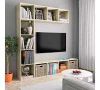 vidaXL Jeu de Bibliothèque/Meuble TV 3 pcs, Armoire de Télévision avec Compartiment, Étagère à Livres Salon Intérieur, Moderne, Chêne Sonoma