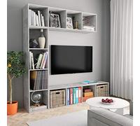 vidaXL Jeu de Bibliothèque/Meuble TV 3 pcs, Armoire de Télévision avec Compartiment, Étagère à Livres Salon Intérieur, Moderne, Gris Béton