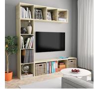 vidaXL – Jeu de bibliothèque / meuble TV 3 pièces – Chêne Sonoma – 180×30×180 cm