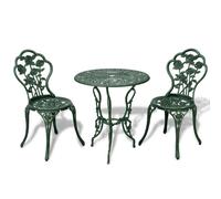 vidaXL Jeu de bistro 3 pcs Aluminium coulé Vert