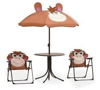 vidaXL Jeu de bistro avec parasol pour enfants 3 pcs Marron Marron G