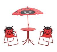 vidaXL Jeu de bistro avec parasol pour enfants 3 pièces Rouge