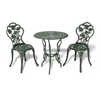 vidaXL Jeu de bistro 3 pcs Aluminium coulé Vert