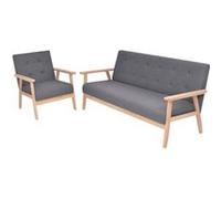 vidaXL Jeu de canapé 2 pcs Tissu Gris foncé Gris