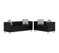 vidaXL Ensemble canapé 3 et 2 places en cuir artificiel noir – Réversible – 5 places – Contemporain