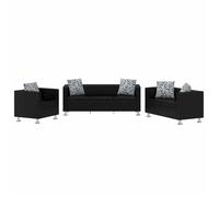 vidaXL Jeu de canapé à 2 places et à 3 places et fauteuil Noir