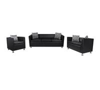 vidaXL Jeu de canapé à 2 places et à 3 places et fauteuil Noir