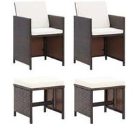 vidaXL Jeu de Chaise et Tabouret de Jardin 4 pcs Mobilier de Patio Ensemble de Meubles de Terrasse Extérieur Balcon Résine 316780 Marron G