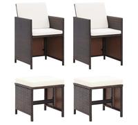 Vidaxl Jeu De Chaise Et Tabouret De Jardin 4 Pcs Résine Tressée Marron