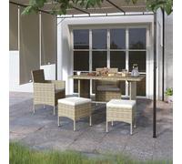Jeu de Chaise et Tabouret de Jardin 4 pcs Résine Tressée Gris Extérieur vidaXL