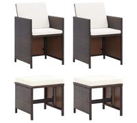 Jeu de Chaise et Tabouret de Jardin 4 pcs Résine Tressée Marron Patio vidaXL