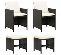 vidaXL Jeu de chaise et tabouret de jardin 4 pcs Résine tressée Noir 316751