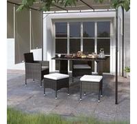 Jeu de Chaise et Tabouret de Jardin 4 pcs Mobilier de Terrasse Ensemble de Meubles de Balcon Extérieur Porche Résine Tressée Noir