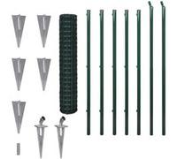 vidaXL Jeu de clôture avec des piquets de sol 10 x 1,7 m Acier Vert G