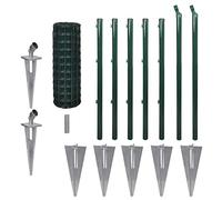 vidaXL Jeu de clôture pour jardin avec piquets de sol 10 x 0,8 m Acier Vert