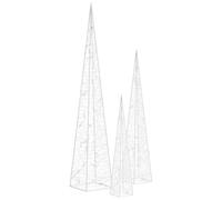 vidaXL Jeu de cônes Lumineux à LED Acrylique Blanc Froid 30/45/60 cm