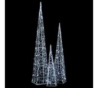 vidaXL Jeu de cônes lumineux à LED Acrylique Blanc froid 60/90/120 cm