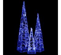 vidaXL Jeu de cônes lumineux à LED Acrylique Bleu 30/45/60 cm
