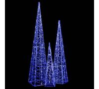 vidaXL Jeu de cônes lumineux à LED Acrylique Bleu 60/90/120 cm