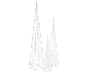 vidaXL Jeu de Cônes Lumineux à LED Décoration de Noël Décoration de Vacances Jardin Patio Arrière-Cour Extérieur Acrylique Blanc Froid 30/45/60 cm