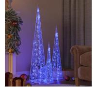 vidaXL Jeu de Cônes Lumineux à LED Décoration de Noël Vacances de Noël Jardin Patio Extérieur Salon Chambre Acrylique Bleu 328973