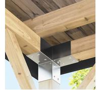 vidaXL Jeu de Connecteurs de Poteau, 4 Pièces, Supports en Métal Galvanisé, 71x71 mm, Support en Y pour Poutres et Poteaux 145458