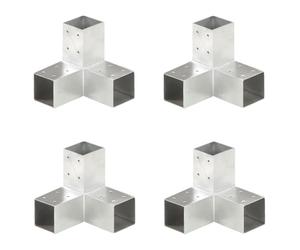 vidaXL Jeu de Connecteurs de Poteau, 4 Pièces, Supports en Métal Galvanisé, 71x71 mm, Support en Y pour Poutres et Poteaux en Bois, Pour Terrasse et Montage de Clôture