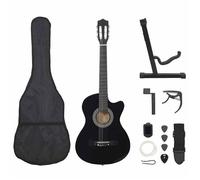 vidaXL Jeu de Guitare 12 pcs Classique Western avec 6 Cordes Instrument d'Apprentissage de Musique Musicien Amateur Noir 38"" 70133