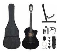 vidaXL Jeu de guitare 12pcs occidental avec égaliseur et 6 cordes Noir Noir G