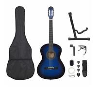 vidaXL Jeu de guitare classique de débutant 12 pcs Bleu 4/4 39