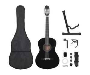 vidaXL Jeu de Guitare Classique de Débutant 12 pcs Instrument d'Apprentissage de Musique Musical Musicien Amateur Enfants Noir 4/4 39"