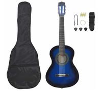 vidaXL Jeu de guitare classique pour débutants 8 pcs Bleu 1/2 34""