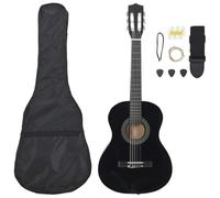 vidaXL Jeu de Guitare Classique pour Débutants 8 pcs Instrument d'Apprentissage de Musique Musical Musicien Amateur Enfants Noir 3/4 36"