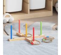 Vidaxl Jeu De Lancer De Cerceau Nature Rouge Bleu 41 X 41 X 16 Cm