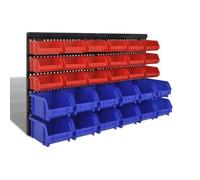 vidaXL Jeu de paniers muraux de stockage Plastique 30pcs Bleu et rouge