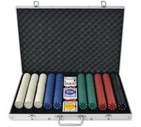 vidaXL Jeu de Poker avec 1000 Jetons Aluminium Multicolore Ensemble de Jetons