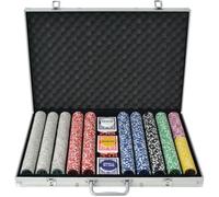 vidaXL Jeu de poker – 1000 jetons Laser aluminium – Multicolore G