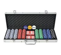 vidaXL Jeu de Poker avec 500 Jetons Aluminium Multicolore Dés de Casino Maison