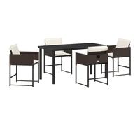 vidaXL Jeu de Salle à Manger de Jardin 5 pièces avec Coussins Marron Rattan Poly