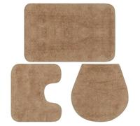 vidaXL Jeu de tapis de salle de bain 3 pcs Tissu Beige