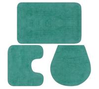 vidaXL Jeu de tapis de salle de bain 3 pcs Tissu Turquoise