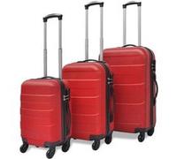 vidaXL Jeu de Valise rigide 3 pièces Rouge Ensemble valise trolley à coque Rouge G